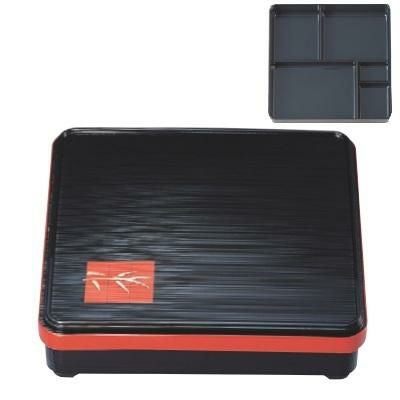 弁当箱 8寸角舞子弁当黒千筋若竹(固定仕切)