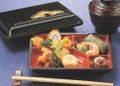 弁当箱 7寸副食入れ梨地若松内朱