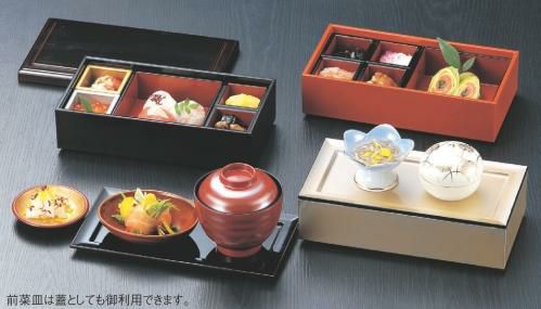 7.5寸長手弁当用前菜皿溜 S.S塗