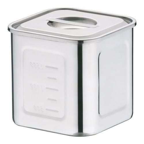 18-8深型角キッチンポット 目盛付 13.5cm