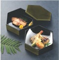 弁当箱 5.5寸六角弁当黒/グリーン塗り分け内黒塗(蓋のみ)グリーン内黒塗