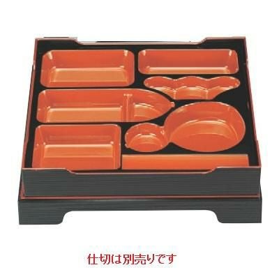 松花堂 尺3寸角御膳千筋松花堂黒天朱内黒塗(仕切別)