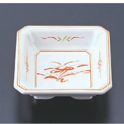 松花堂 隅切角鉢赤絵 洗