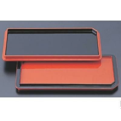 松花堂 7.5寸長角両面皿黒渕朱/朱渕黒