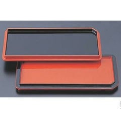 松花堂 7.5寸長角両面皿黒渕朱/朱渕黒