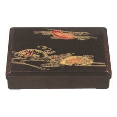 弁当箱 尺1寸長手三里弁当茶パール扇面(仕切付)