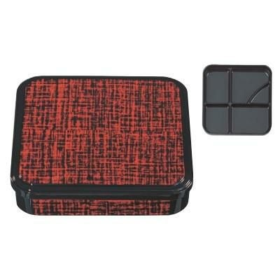 弁当箱 尺0寸角幕の内弁当朱布目(仕切付)