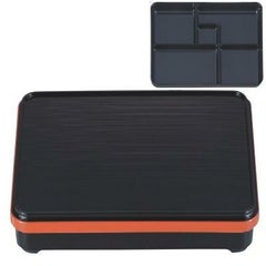 弁当箱 8.5寸長手舞子弁当黒千筋渕朱(固定仕切)