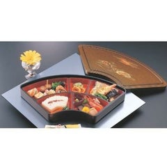 弁当箱 (大)扇型弁当梨地扇面天黒(仕切付)