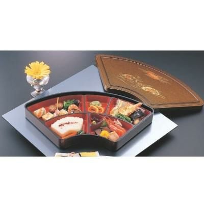 弁当箱 (大)扇型弁当梨地扇面天黒(仕切付)