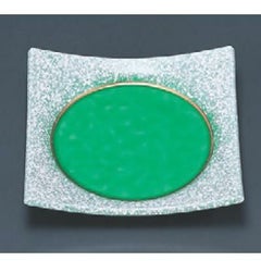 松花堂 四方上り角鉢グリーン吹