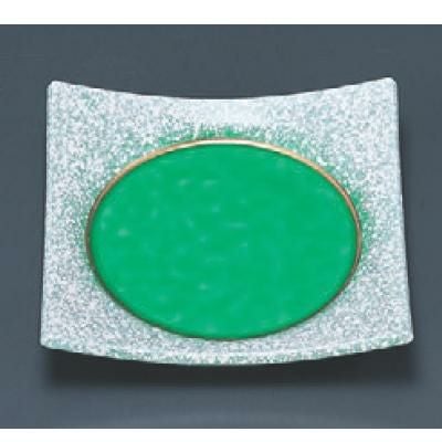 松花堂 四方上り角鉢グリーン吹