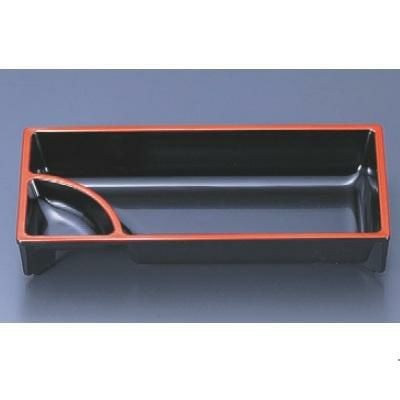 松花堂 長手タレ付鉢黒天朱