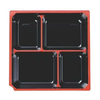 松花堂 7.5寸泉重松花堂用4ツ仕切黒天朱