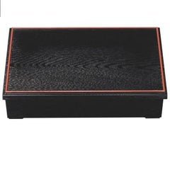 松花堂 ニュー尺3寸深型長手木目松花堂黒渕朱