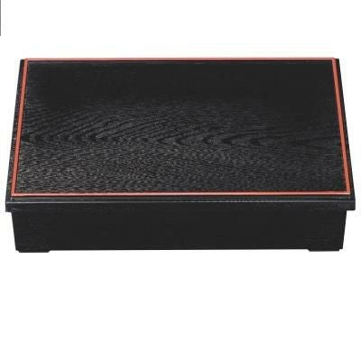 松花堂 ニュー尺3寸深型長手木目松花堂黒渕朱