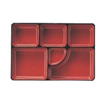 松花堂 尺0寸長手隅丸・隅切松花堂用D.X仕切朱天黒