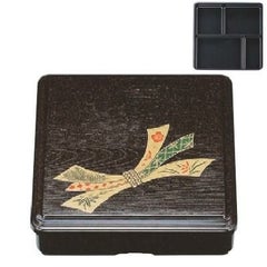 弁当箱 7寸角固定木目弁当茶パールのし(固定仕切)