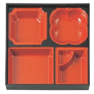 弁当箱 耐熱8.5寸用懐石仕切朱天黒 クリ-ン塗