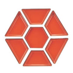 松花堂 尺2寸布目六角松花堂新仕切朱天黒