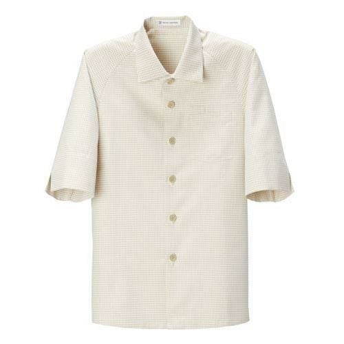 5分袖コート(男女兼用)サイズ：S～3L カラー：ホワイト×キャメル,ホワイト×ブラウン