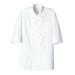 5分袖コックシャツ(男女兼用)サイズ：S～5L カラー：ブラウン,ブラック,ホワイト