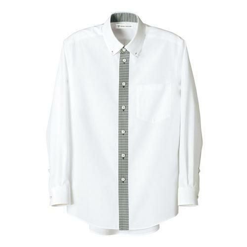 ボタンダウンシャツ(男女兼用）サイズ：SS～3L カラー：ホワイト×キャメルチェック,ホワイト×ブラックチェック