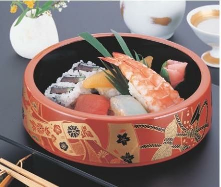 寿司桶 D.X6寸桶朱に結び内黒