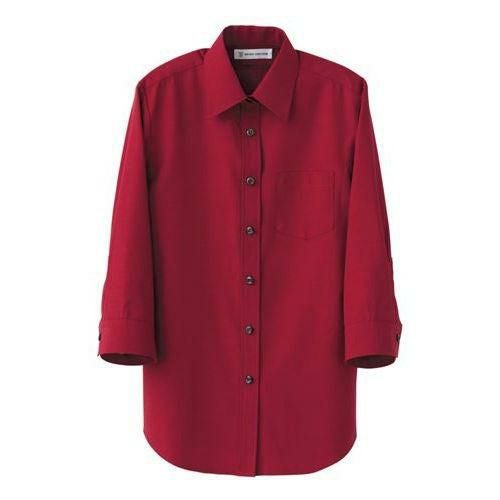 7分袖シャツ（女性用）サイズ：5～15 カラー：エンジ,ブラック,ホワイト