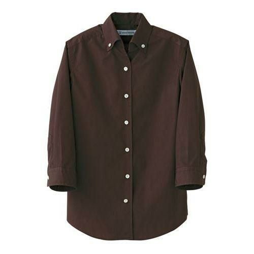 スキッパーボタンダウンシャツ（女性用）サイズ：7～15 カラー：ブラウン,ホワイト