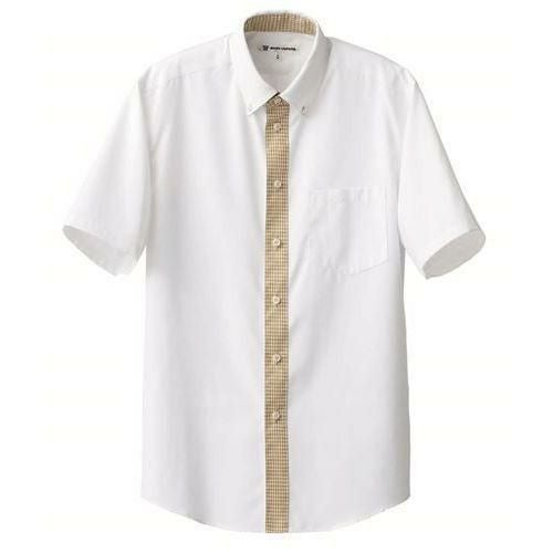 ボタンダウンシャツ(男女兼用）サイズ：SS～3L カラー：ホワイト×キャメルチェック,ホワイト×ブラックチェック