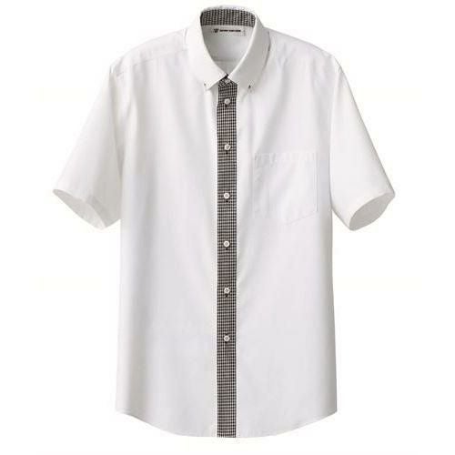 ボタンダウンシャツ(男女兼用）サイズ：SS～3L カラー：ホワイト×キャメルチェック,ホワイト×ブラックチェック