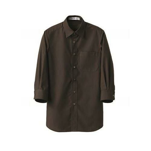 七分袖シャツ（男女兼用）サイズ：SS～5L カラー：ネイビー,ブラウン,ブラック,ベージュ,ホワイト