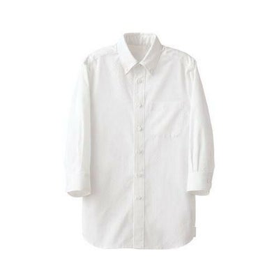 7分袖ボタンダウンシャツ（男女兼用）サイズ：SS～5L カラー：ネイビー,ホワイト