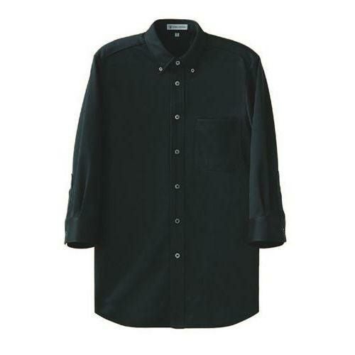 7分袖ボタンダウンニットシャツ（男女兼用）サイズ：SS～5L カラー：チャコール,ネイビー,ブラック,ホワイト