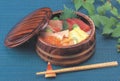 寿司桶 D.X富士型ちらし桶紫檀帯金内底黒塗