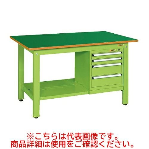 KK-49FSL4 【サカエ】【固定式】軽量作業台KKタイプ(スモールキャビネット付) 幅1200×奥行750×高さ740(mm)