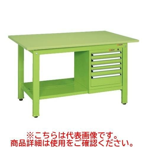 KK-59SSL5 【サカエ】【固定式】軽量作業台KKタイプ(スモールキャビネット付) 幅1500×奥行750×高さ740(mm)