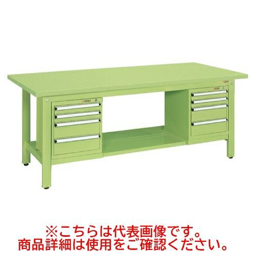 KK-69SSL42 【サカエ】【固定式】軽量作業台KKタイプ(スモールキャビネット付) 幅1800×奥行750×高さ740(mm)