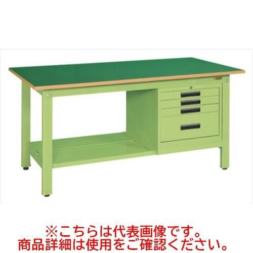 KK-49FSVE4 【サカエ】【固定式】軽量作業台KKタイプ(SVEキャビネット付) 幅1200×奥行750×高さ740(mm)