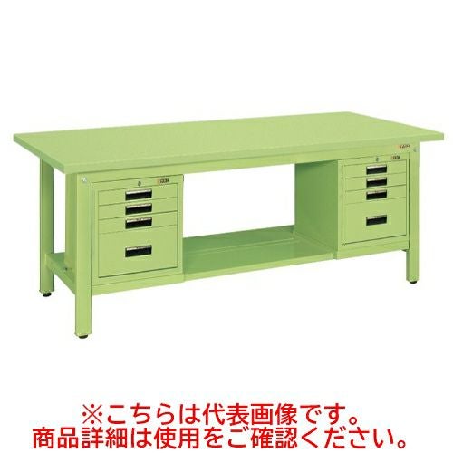 KK-69SSVE42 【サカエ】【固定式】軽量作業台KKタイプ(SVEキャビネット付) 幅1800×奥行750×高さ740(mm)