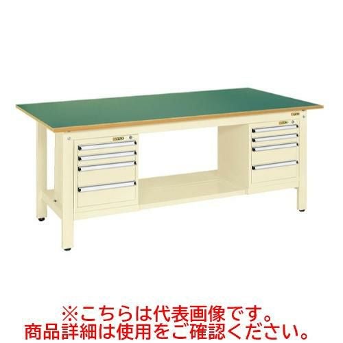 KK-69FSL42IG 【サカエ】【固定式】軽量作業台KKタイプ(スモールキャビネット付) 幅1800×奥行750×高さ740(mm)
