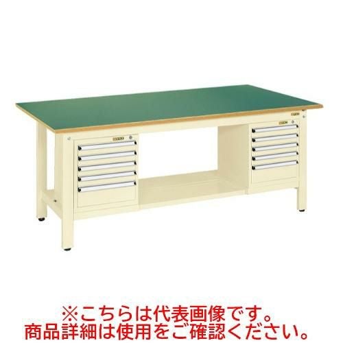 KK-69FSL52IG 【サカエ】【固定式】軽量作業台KKタイプ(スモールキャビネット付) 幅1800×奥行750×高さ740(mm)