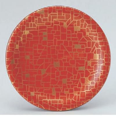 回転寿司皿 寿司皿朱に金石目