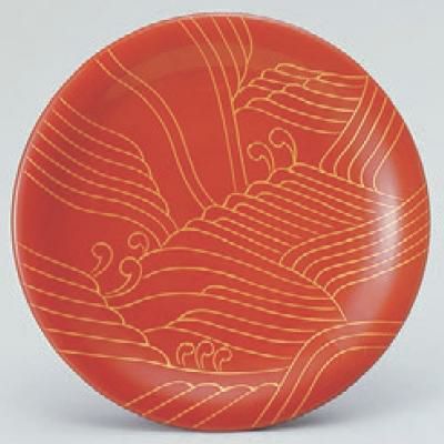 回転寿司皿 寿司皿朱にさざ波