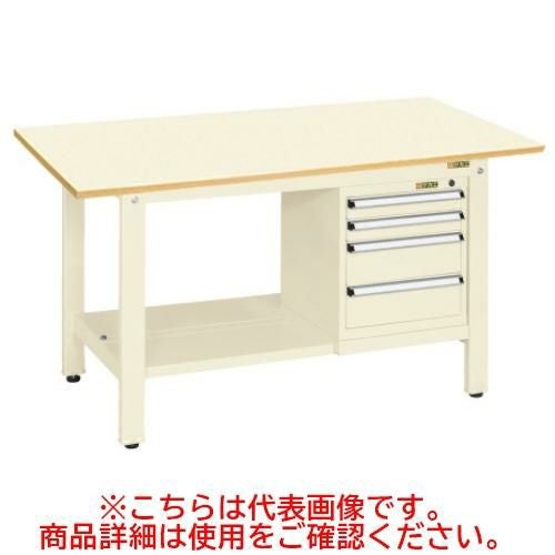 KK-59PSL4I 【サカエ】【固定式】軽量作業台KKタイプ(スモールキャビネット付) 幅1500×奥行750×高さ740(mm)