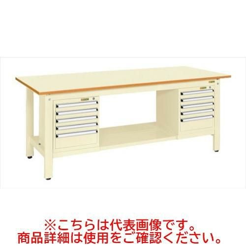 KK-69PSL52I 【サカエ】【固定式】軽量作業台KKタイプ(スモールキャビネット付) 幅1800×奥行750×高さ740(mm)