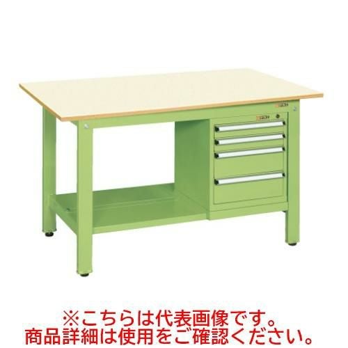 KK-49PSL4IG 【サカエ】【固定式】軽量作業台KKタイプ(スモールキャビネット付) 幅1200×奥行750×高さ740(mm)