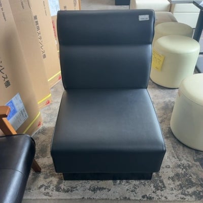 中古】1人掛けソファー 黒レザー 幅500×奥行580×高さ800 座面高さ：400 