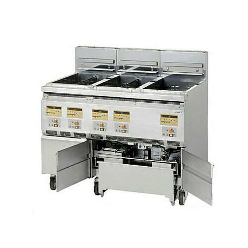 CFF-2R11 【コメットカトウ】 ニ連結赤外線フライヤー 27.5L×2 フィルタリングマシーン付タイプ 2槽式 幅800×奥行765×高さ885(mm)